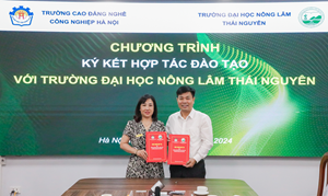 Ký kết hợp tác giữa Trường Đại học Nông Lâm và Trường Cao đẳng Nghề Công nghiệp Hà Nội